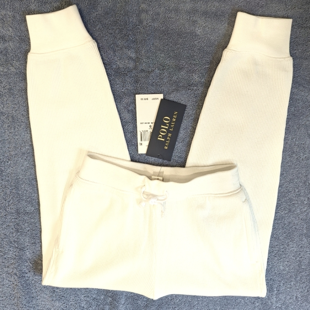 ✨HP✨NWT... Polo Ralph Lauren Girl's Stretch Waffle Knit Jogger Pants Size 5
